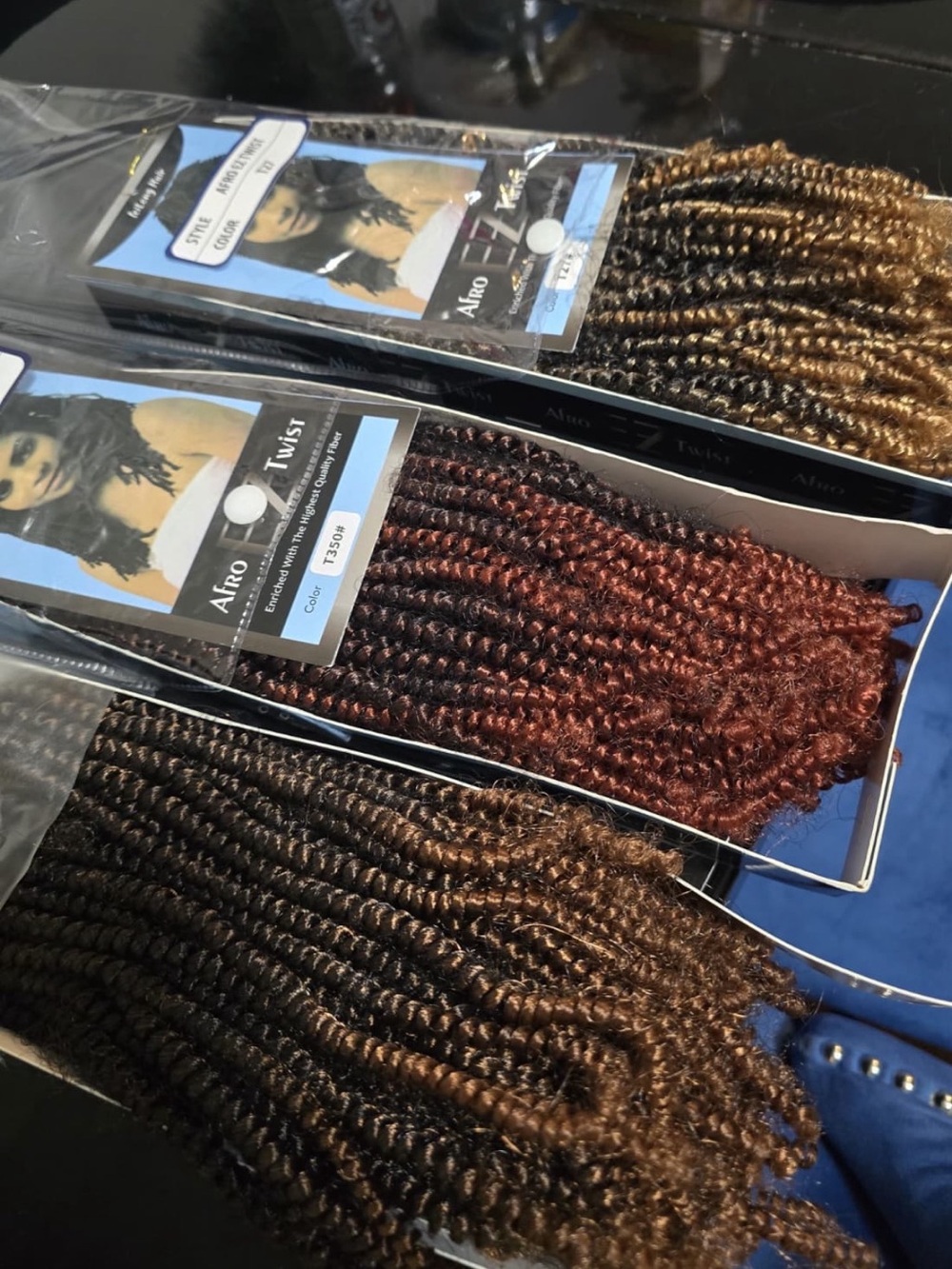 Afro Twist Synthetic Hair Extensions - Brown and Burgundy
